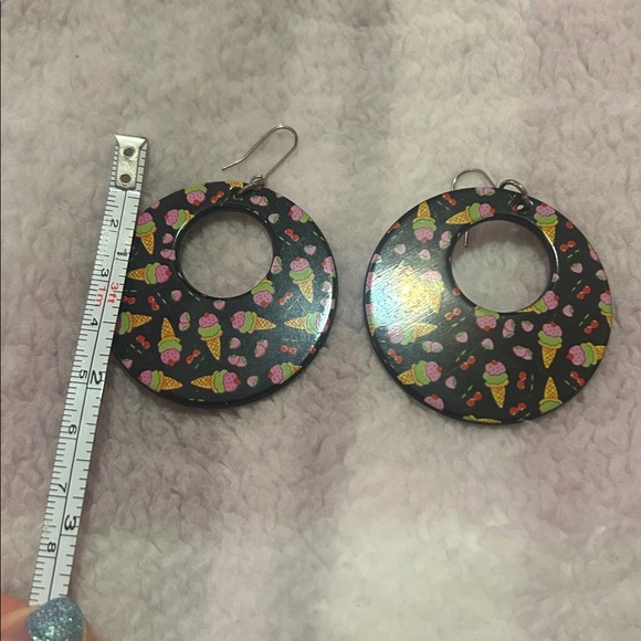 80’s Ice Cream Cone Cherry Strawberry Dangle Earrings - Picture 2 of 2